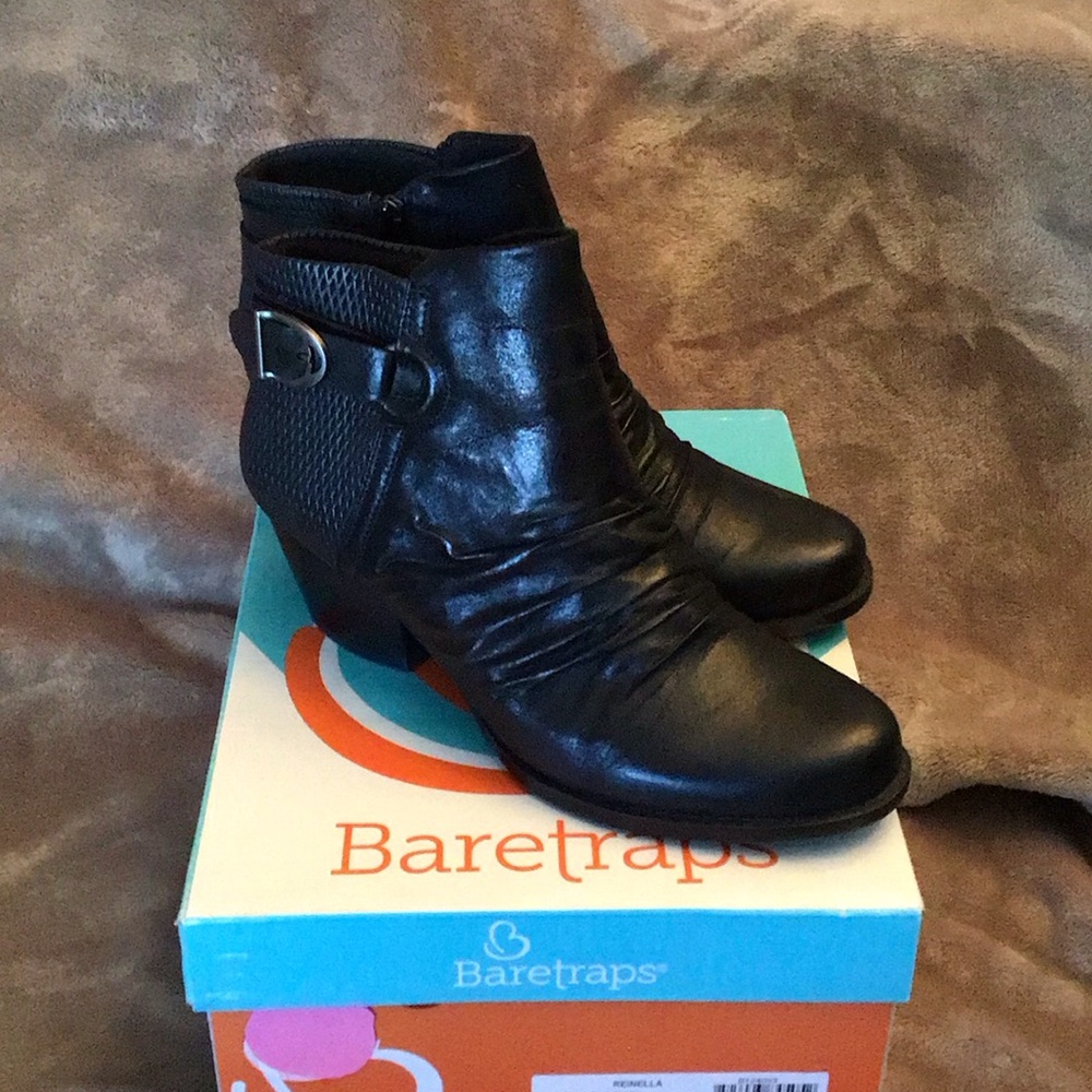 BareTraps Black Ankle Booties with Buckle Detail